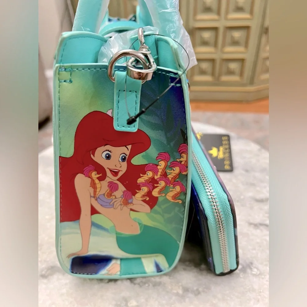 LoungeFly Disney Little Mermaid Bag & Wallet NWT 💝💚 - Picture 8 of 9
